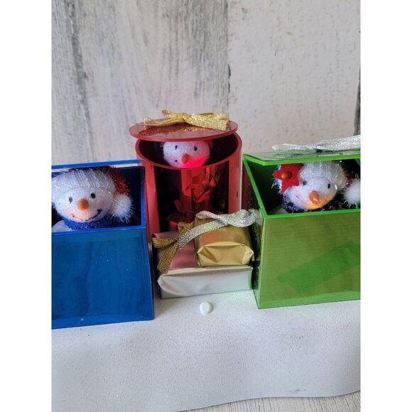 Musical light up snowman Trio Carol sing Xmas snow decor - Picture 5 of 10